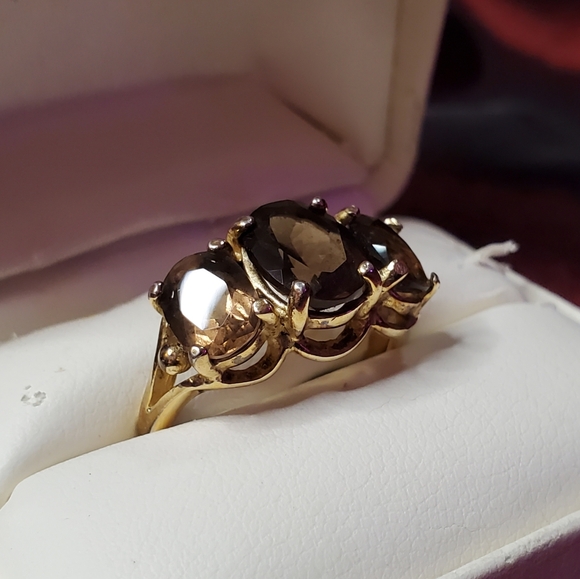 SETA Gold Tone Sterling Silver Ring w/Stones - Picture 2 of 10